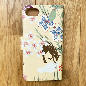 スマホ手帳型ケース 鹿柄オリジナル 「楚々の森」 foo stitch 15-065