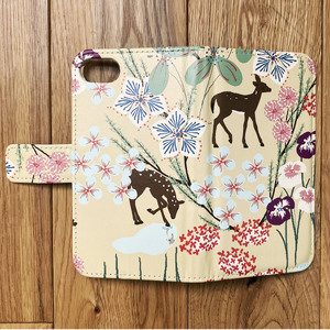 スマホ手帳型ケース 鹿柄オリジナル 「楚々の森」 foo stitch 15-065