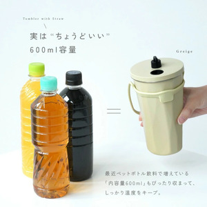 ストロー付きタンブラー グレージュ・ブラック rise294