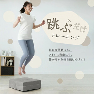 トランポリンクッション 〈ライズクリエイション atRise〉子ども 大人 カバー 2枚 家庭用 ダイエット コイル 大人用 室内 屋内 リビング スクエア スツール フロアクッション 運動 ジャンプ こどもの日 グレー　rise353