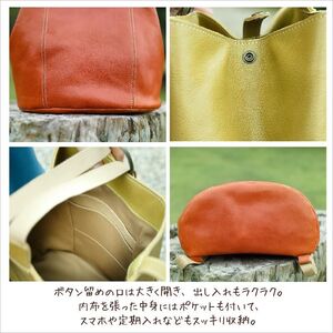 ナチュラルテイストのヌメ革リュック（レザー 牛ヌメ革）≪キャメル≫【hrn11】