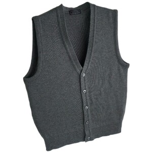 無地 メンズニット オープンベスト チャコール L寸 15220_装飾品・工芸品 男性・メンズ 洋服 _【1219035】