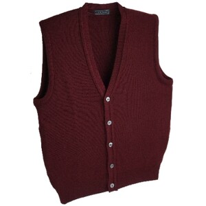 無地 メンズニット オープンベスト ワイン L寸 15220_装飾品・工芸品 男性・メンズ 洋服 _【1219037】