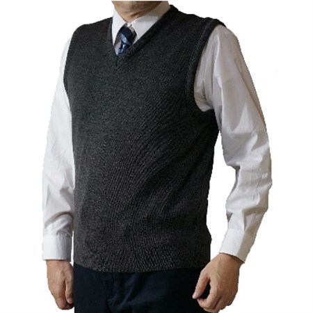 無地 メンズニット ベスト チャコール 4L寸 15200_装飾品・工芸品 男性・メンズ 洋服 _【1219217】