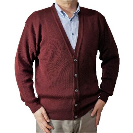 無地 メンズニット カーディガン ワイン S寸 15230_装飾品・工芸品 男性・メンズ 洋服 _【1234090】