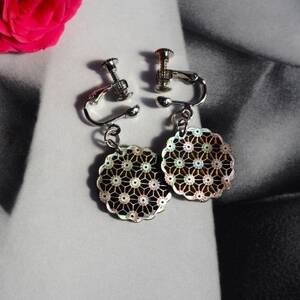 黒蝶貝のレース彫刻「麻」イヤリング_装飾品・工芸品 ピアス・イヤリング アクセサリー _【1237886】