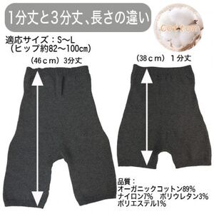 日本製 オーガニックコットン 腹巻パンツ 3分丈 無縫製 チャコール (612-7544)_装飾品・工芸品  服飾小物 _【1257807】