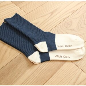 裏返しオーガニックコットンリブソックス・M(インディゴ×ベージュ、ターメリック×カーキ)2足セット_装飾品・工芸品  服飾小物 _【1447205】