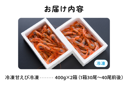 甘エビ 北海道 漁師採りたて 甘えび 400g×2箱 留萌産 あまえび 甘海老 海老 エビ 南蛮エビ つまみ おつまみ ご飯のお供 おかず 海鮮 海産物 海の幸 魚介 魚介類 刺身 お刺身 刺し身 さしみ 天ぷら 冷凍 留萌 R006-006