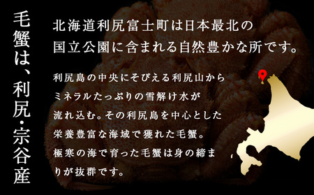 北海道 利尻・宗谷産 毛ガニ 中サイズ(600g前後)1尾<利尻漁業協同組合>