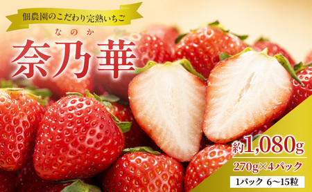 いちご 完熟 奈乃華 約1,080g(270g× 4パック ) 佃農園のこだわり フルーツ 果物 旬 産地直送 旬のフルーツ 旬の果物 お取り寄せ デザート イチゴ 苺 なのか 冷蔵 奈良 奈良県 大和郡山市 BN001 6,570円