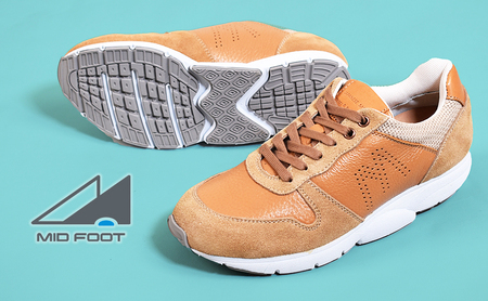 MIDFOOT ( ミッドフッド ) 婦人靴 レザースニーカー MF001JL ( ベージュ ) 4E　【 ファッション 靴 シューズ スニーカー レディース 】 【 お洒落 レザーシューズ エコレザー 快適 履き心地 】  BN003 23.5cm