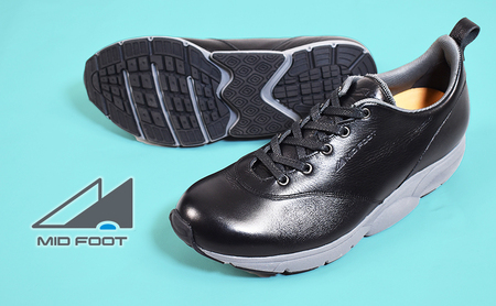 MIDFOOT ( ミッドフッド ) 紳士靴 レザースニーカー MF002JM ( ブラック ) 4E　【 ファッション 靴 シューズ スニーカー メンズ 】 【 お洒落 レザーシューズ オイルレザー 快適 履き心地 】  BN003 27.5cm