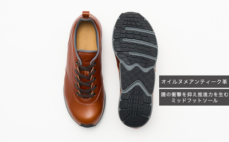MIDFOOT ( ミッドフッド ) 婦人靴 レザースニーカー MF002JL ( ブラウン ) 4E　【 ファッション 靴 シューズ スニーカー レディース 】 【 お洒落 レザーシューズ オイルレザー 快適 履き心地 】  BN003 23.0cm