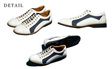 倭イズム ( ヤマトイズム ) 牛革 デニム シューズ 紳士靴 YA3310 （ ホワイト ） 24.5cm