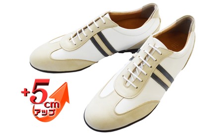 レザースニーカー 本革 カジュアルシューズ 5cmアップ シークレットスニーカー No.899 ホワイト 雑貨 日用品  BN003 27.0cm
