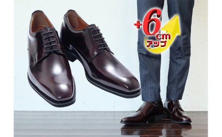ビジネスシューズ 本革 革靴 紳士靴 外羽根プレーン 6cmアップ シークレットシューズ No.1931 ワイン 雑貨 日用品  BN002 23.5cm