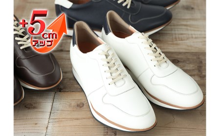 レザースニーカー 本革 カジュアルシューズ ５cmアップ シークレットスニーカー No 801 ホワイト 26 5cm 奈良県大和郡山市 ふるさと納税サイト ふるなび
