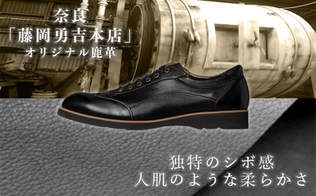 倭イズム 鹿革紳士靴　YA3301　ブラック 25.0cm
