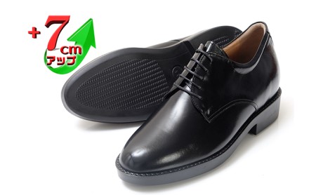 ビジネスシューズ 本革 革靴 カンガルー革 紳士靴 外羽根プレーン 7cmアップ シークレットシューズ No.233 ブラック 雑貨 日用品  BN002 23.5cm