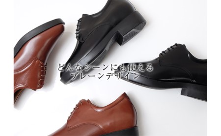 ビジネスシューズ 本革 革靴 カンガルー革 紳士靴 外羽根プレーン 7cmアップ シークレットシューズ No.233 ブラック 雑貨 日用品  BN002 26.5cm