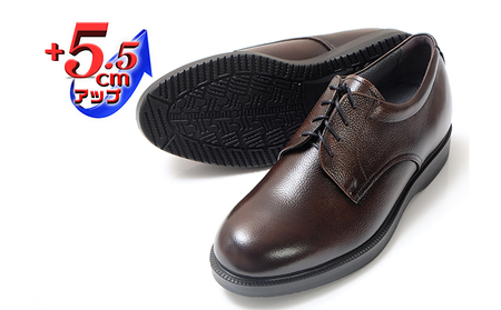 本革 ビジネスシューズ 紳士靴 外羽根プレーン 5.5cmアップ シークレットシューズ No.911 ブラウン 雑貨 日用品  BN002 24.0cm