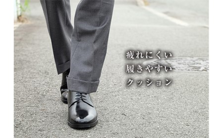 ビジネスシューズ 本革 外羽根プレーン 5cmアップ シークレット ブラック 25.5cm