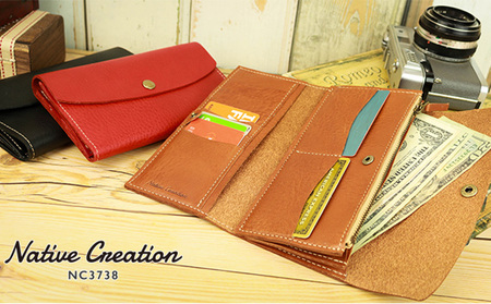 Native Creation 三つ折り長財布 NC3738 全8色 栃木レザー【納期1~3カ月】 雑貨 日用品 ファッション小物 【CAMEL】