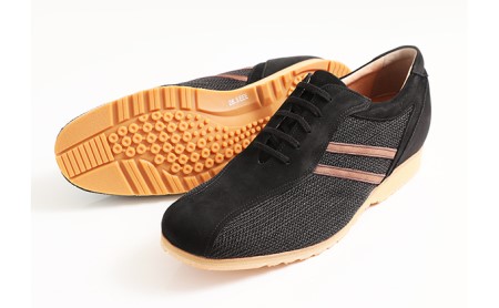 メッシュスニーカー 本革 レザー カジュアルシューズ 5cmアップ シークレットスニーカー No.994 ブラック ファッション 靴 雑貨 日用品  BN003 25.0cm