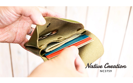 Native Creation コンパクト財布 NC3759 栃木レザー【納期1～3カ月】 ファッション小物 本革 工芸品  RED