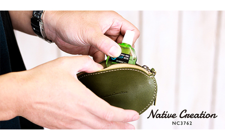 Native Creation マルチポーチ NC3762 栃木レザー【納期1～3カ月】 ファッション小物 本革 工芸品  OLIVE