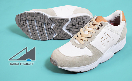 MIDFOOT ( ミッドフッド ) 婦人靴 レザースニーカー MF001JL ( ホワイト ) 4E ファッション シューズ レディース お洒落 レザーシューズ エコレザー 快適 履き心地  BN003 22.5cm