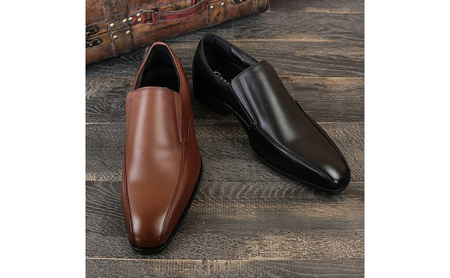 ガゼール 本革ラクチン軽量ビジネスシューズ紳士靴（ヴァンプ）ブラック CB25 ファッション  BN002 25.5cm