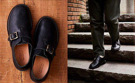 KOTOKA　 一枚革モンク　ブラック　 メンズ ファッション 靴 シューズ 栃木レザー KTO-4001  BN002 25.5cm