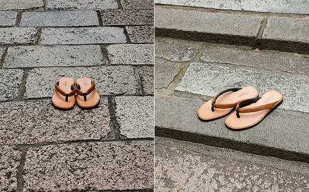 KOTOKA　雪駄サンダル　ブラウン ファッション 履物 和風 男女兼用 ユニセックス 栃木レザーの鼻緒 フィット 茶色  BN003 XS