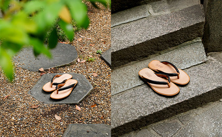 KOTOKA　雪駄サンダル　ブラック ファッション 履物 和風 男女兼用 ユニセックス 栃木レザーの鼻緒 フィット 黒  BN003 XL