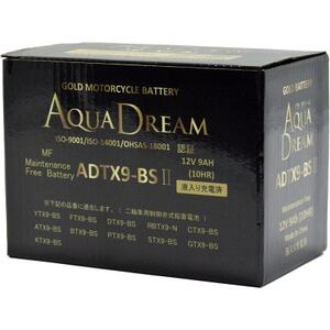 AQUADREAM GOLD バイク用バッテリー 液入充電済 ADTX9-BS II 1個【配送不可地域：沖縄県】【1641497】