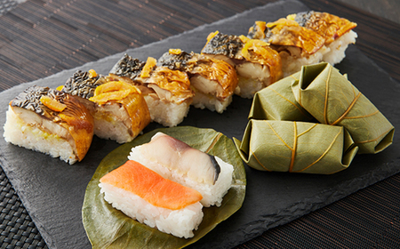 (冷凍)柿の葉ずし2種10個と柚庵焼鯖ずし1本7切_惣菜・加工品 _【配送不可地域:離島】【1072925】