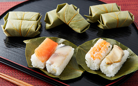 冷凍 柿の葉ずし4種10個(鯖・鮭・穴子・海老)_惣菜・加工品 _【配送不可地域:離島】【1406007】