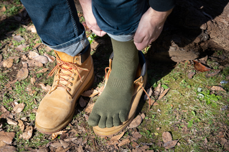 GUTS-MAN ストロング五本指ソックス(FS-01)3足組【Mサイズ(25-27cm)×オリーブ ドラブ】◇