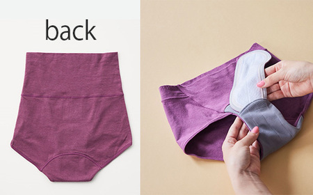 【Mサイズ×susu色】【デビューセット】ayame 吸水サニタリーショーツセット（ハイウエスト丈）【吸水パット2枚・持ち運びポーチ付き】｜分離型吸水ショーツ オーガニックコットン 消臭機能 日本製 ※離島への配送不可◇