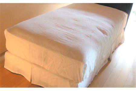 FF-2. リネン　ボックスシーツ　シングルサイズ 　ナチュラルシャンブレー