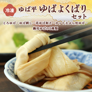 ゆば平 ゆば よくばり セット 【 とろゆば ・ ゆば刺し・ 花ゆば和え ・ カット 天ぷら 用・ 鍋 用】| 湯葉 冷凍