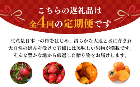 【 定期便 4 回 】 フルーツ の 都 五條市 を 代表 する 果物 定期便 ～ 季節 の 果物 ～  | 奈良 フルーツ 定期便 果物 くだもの りんご 林檎 たねなし かき 種無し 富有柿 柿の街 まち いちご 苺 奈良県 五條市