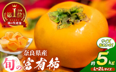 旬の富有柿 サイズおまかせ L～２L 約 5kg  |  大人気 人気 富有 柿 かき フルーツ 果物 奈良県 五條市 なかにし農園 贈答用 ギフト プレゼント おすすめ 11月 発送 カキ 秋の味覚 旬 甘い 大容量 農家直送 産地直送 グルメ お取り寄せ 送料無料  食物繊維 豊富 美容 健康 低農薬 有機質肥料 | 奈良県 五條市