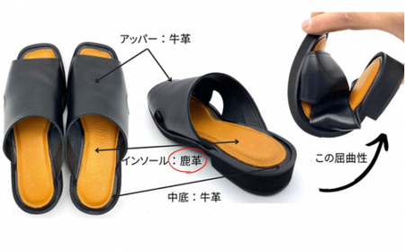 WRAP SANDALS ブラック×キャメル×ブラック 27cm ／ マルサンフットウェアー サンダル レザー 軽量 奈良県 御所市