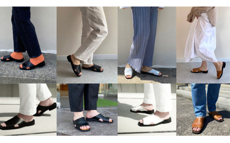 WRAP SANDALS ブラック×キャメル×ブラック 27cm ／ マルサンフットウェアー サンダル レザー 軽量 奈良県 御所市