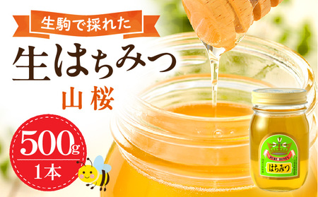生駒で採れたはちみつ「山桜」 500g 自然の恵みを味わう 国産 生はちみつ 山桜 500g 1本 純粋はちみつ ミツバチ 非加熱 非調合 希少 甘い香り 野生的な力強さ インパクト 食品 瓶 吉岡養蜂園 お取り寄せ 防災 備蓄 奈良県 生駒市 送料無料