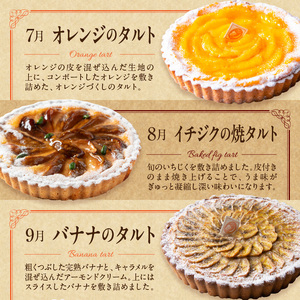 【7～9月発送】季節のタルト定期便　3回お届け　焼き菓子 ドイツ菓子 誕生日 奈良県 生駒市 お取り寄せ タルト ケーキ スイーツ デザート おやつ 洋菓子 熨斗対応 冷凍 送料無料
