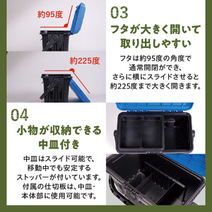 D-4300 BBRH パールブルー/ブラック ドカット 日本製 タックルボックス 工具箱 ツールボックス ロッドホルダー 道具箱 軽量 耐久性 ボックス 頑丈 アウトドア キャンプ 釣り フィッシング 収納 防災 備蓄 タフ リングスター 奈良県 生駒市 送料無料